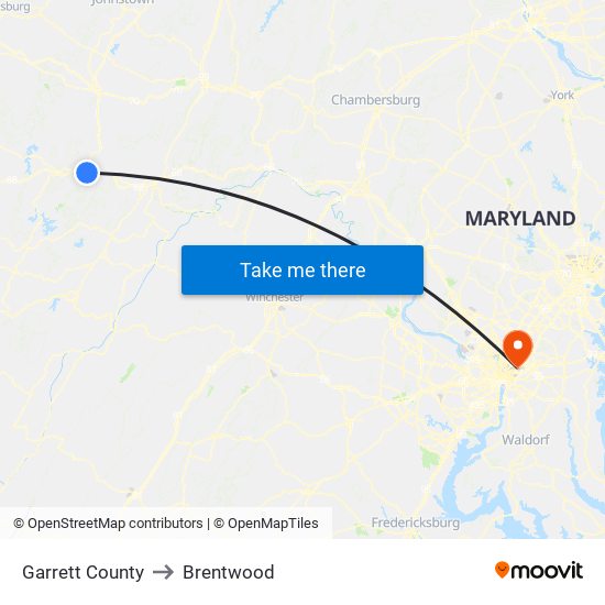 Garrett County to Brentwood map