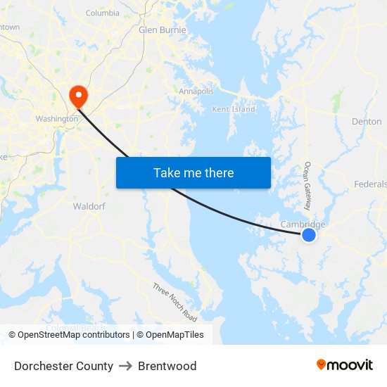 Dorchester County to Brentwood map