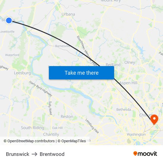 Brunswick to Brentwood map