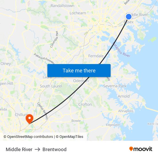 Middle River to Brentwood map
