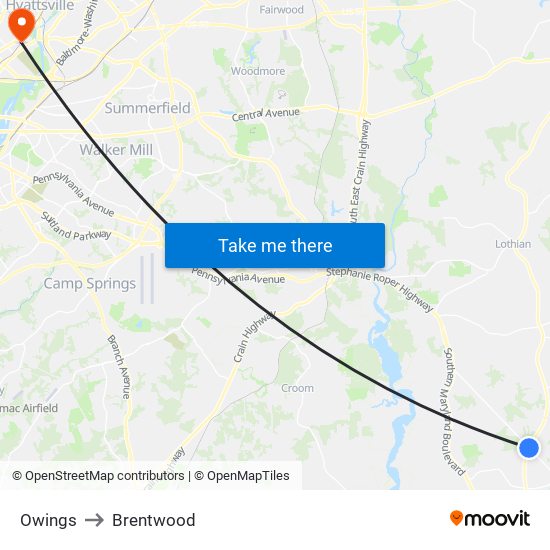 Owings to Brentwood map