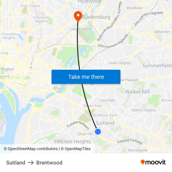 Suitland to Brentwood map