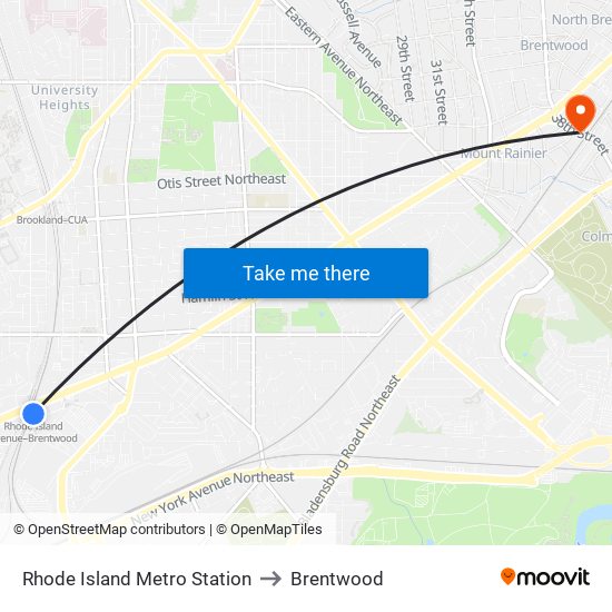 Rhode Island Metro Station to Brentwood map