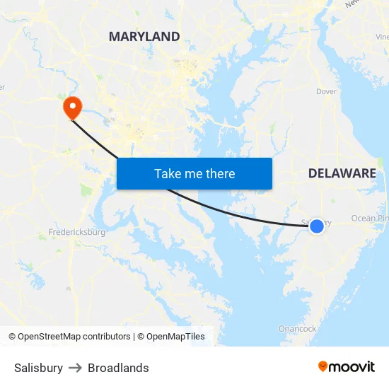 Salisbury to Broadlands map
