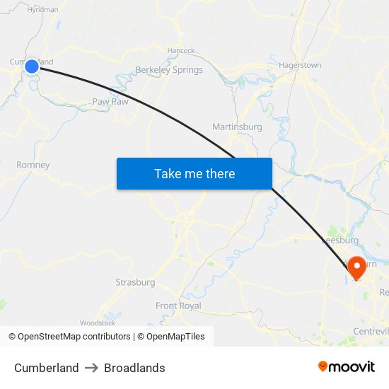 Cumberland to Broadlands map