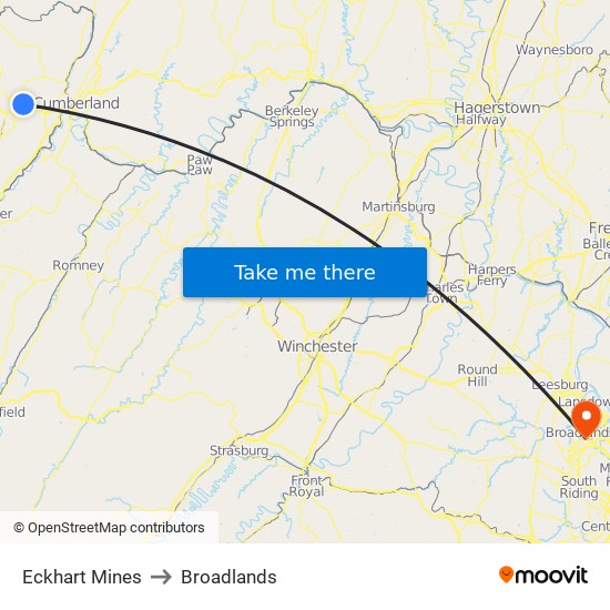 Eckhart Mines to Broadlands map