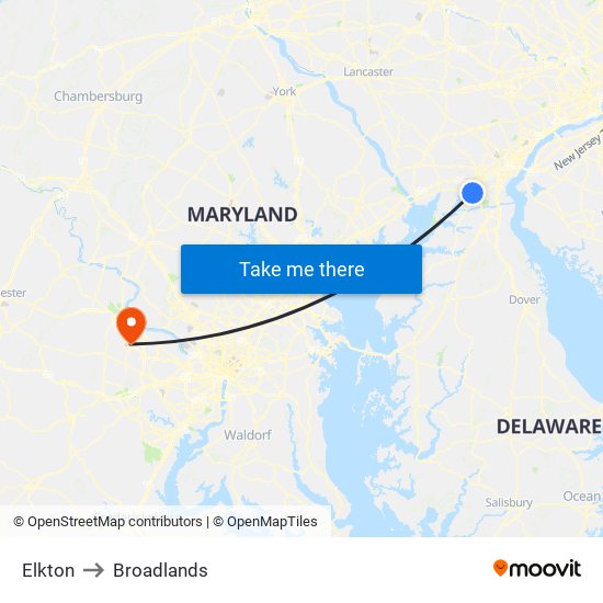 Elkton to Broadlands map