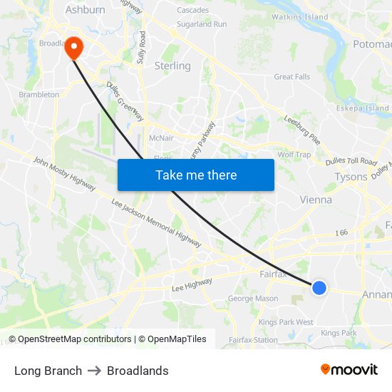 Long Branch to Broadlands map