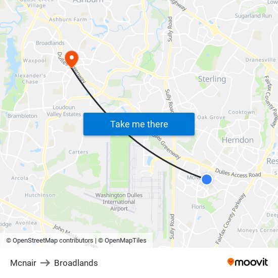 Mcnair to Broadlands map