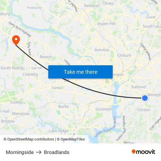 Morningside to Broadlands map