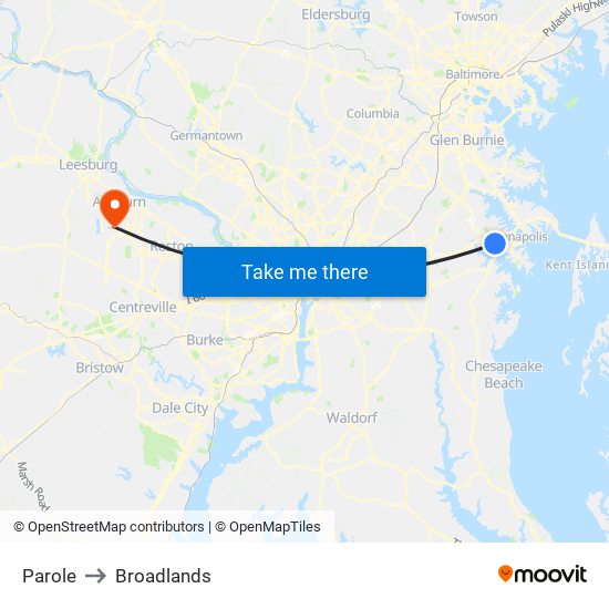 Parole to Broadlands map