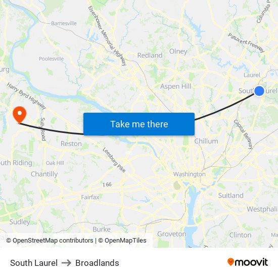 South Laurel to Broadlands map