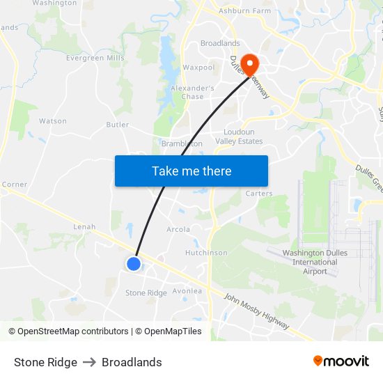 Stone Ridge to Broadlands map