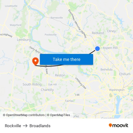 Rockville to Broadlands map