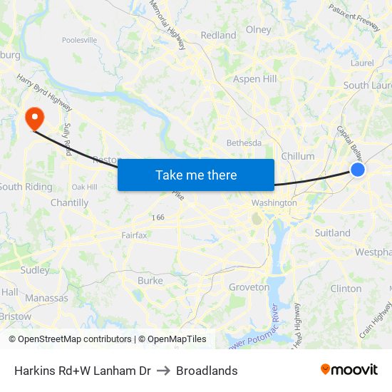 Harkins Rd+W Lanham Dr to Broadlands map