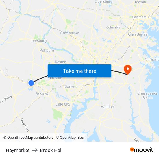 Haymarket to Brock Hall map