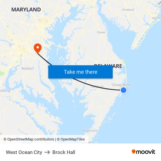 West Ocean City to Brock Hall map