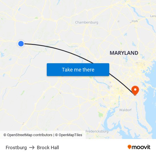 Frostburg to Brock Hall map