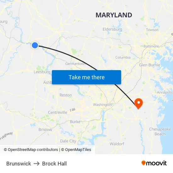 Brunswick to Brock Hall map