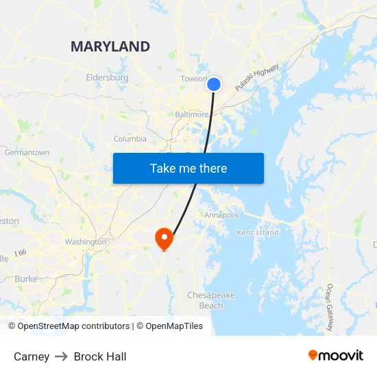 Carney to Brock Hall map