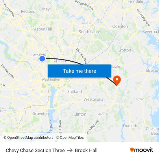 Chevy Chase Section Three to Brock Hall map