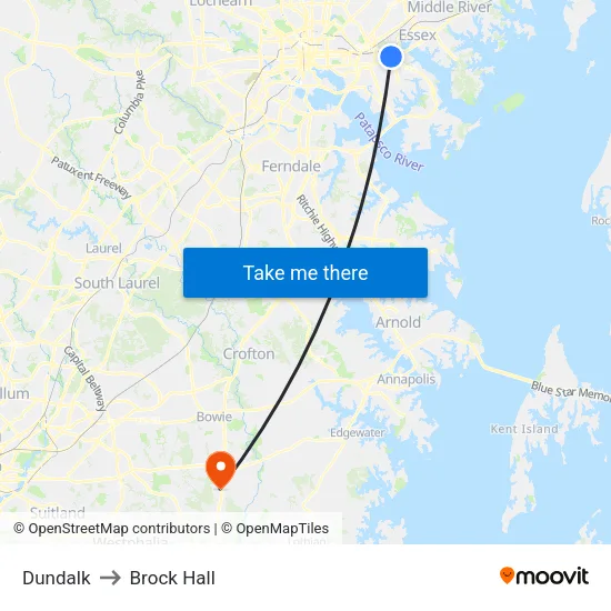 Dundalk to Brock Hall map