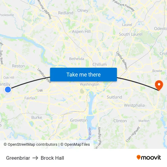Greenbriar to Brock Hall map