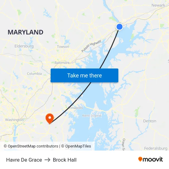Havre De Grace to Brock Hall map