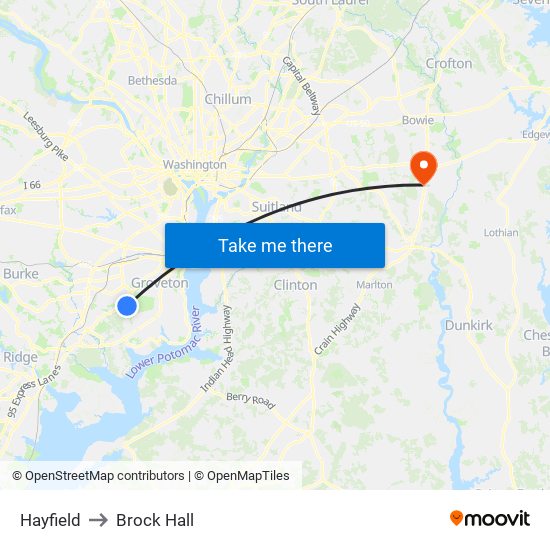 Hayfield to Brock Hall map