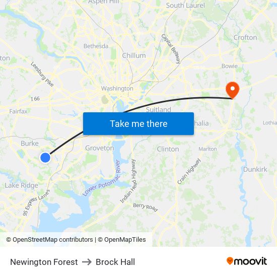 Newington Forest to Brock Hall map