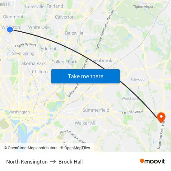 North Kensington to Brock Hall map
