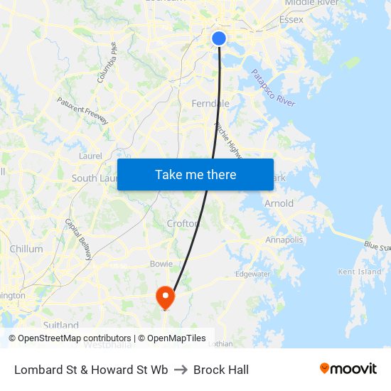 Lombard St & Howard St Wb to Brock Hall map