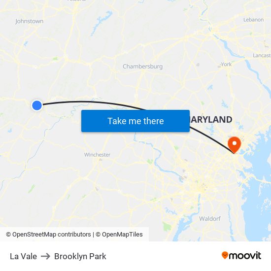 La Vale to Brooklyn Park map