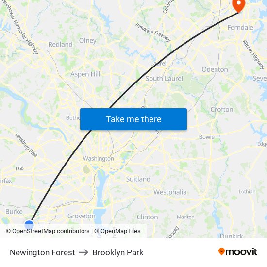 Newington Forest to Brooklyn Park map