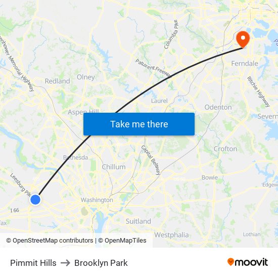 Pimmit Hills to Brooklyn Park map