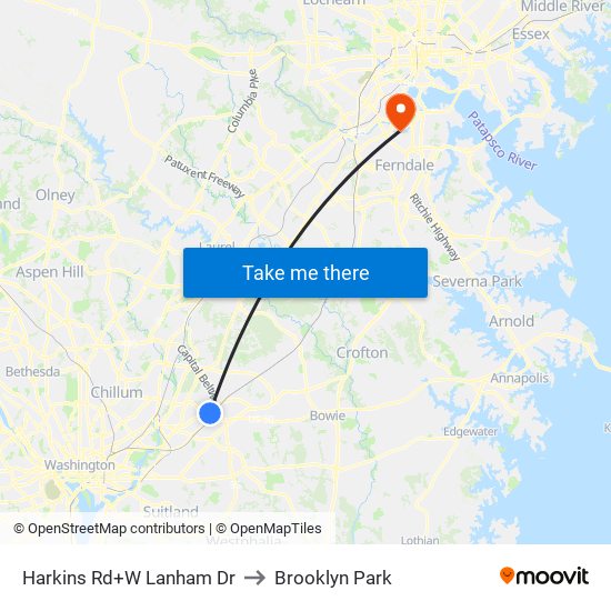 Harkins Rd+W Lanham Dr to Brooklyn Park map