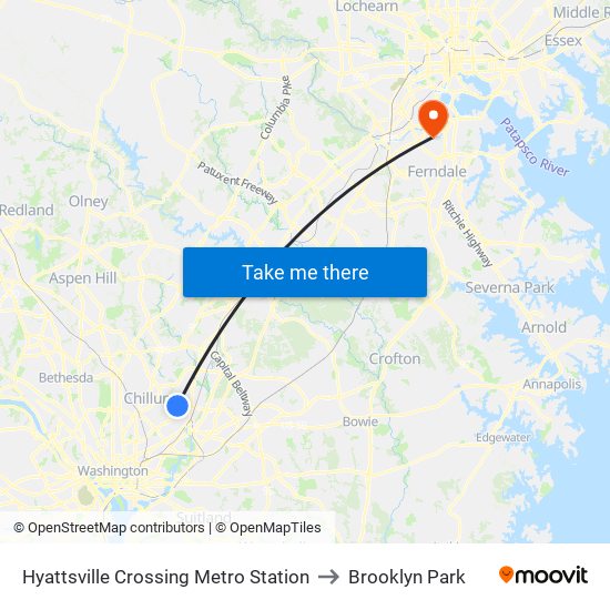 Hyattsville Crossing Metro Station to Brooklyn Park map