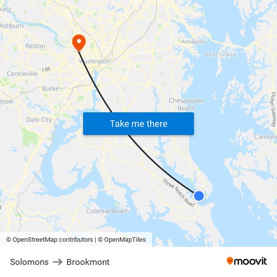 Solomons to Brookmont map