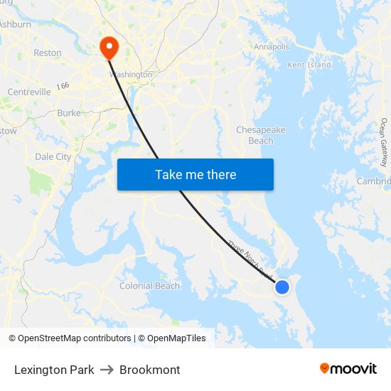 Lexington Park to Brookmont map