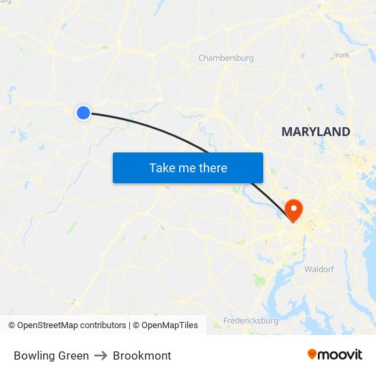 Bowling Green to Brookmont map