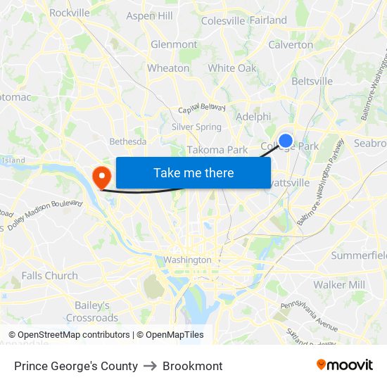 Prince George's County to Brookmont map