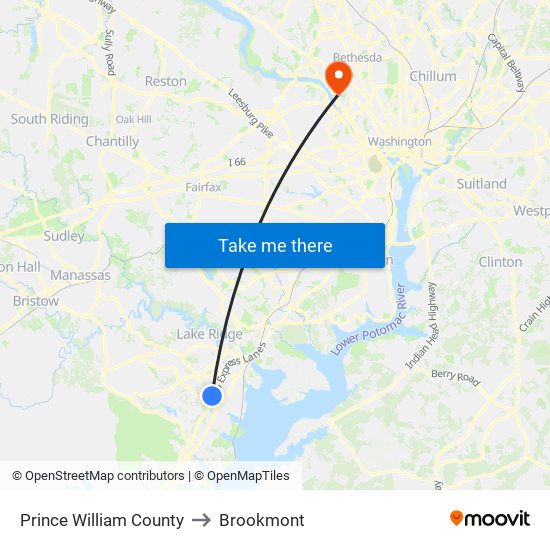 Prince William County to Brookmont map