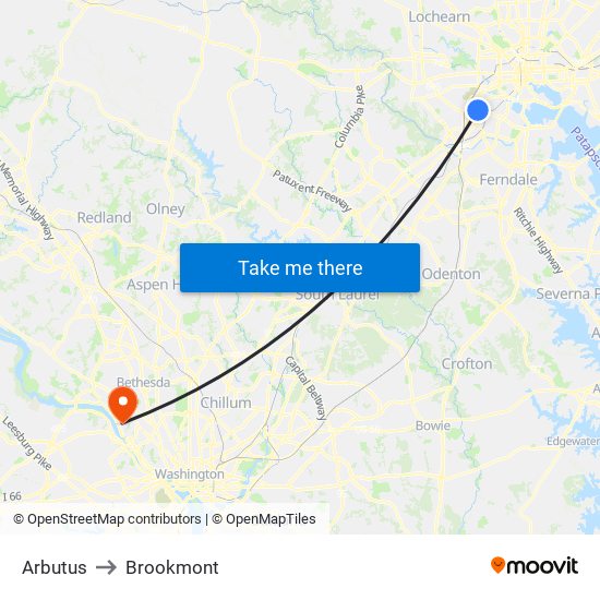 Arbutus to Brookmont map