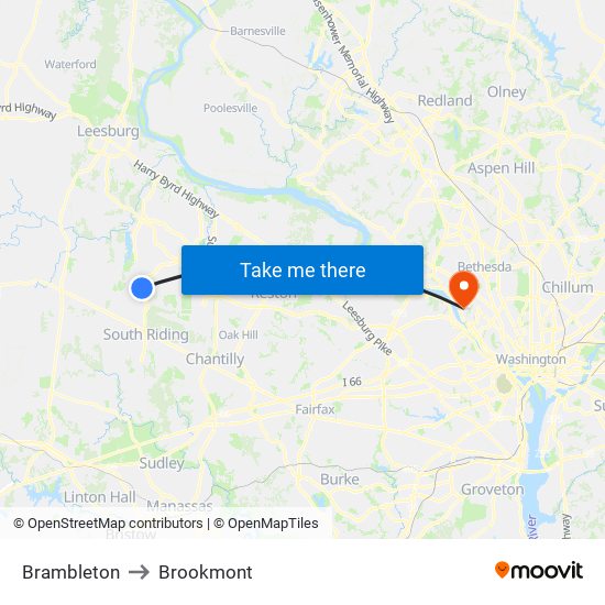 Brambleton to Brookmont map