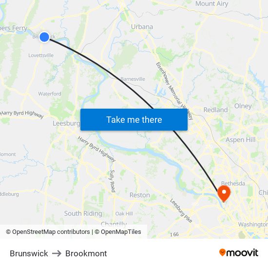 Brunswick to Brookmont map