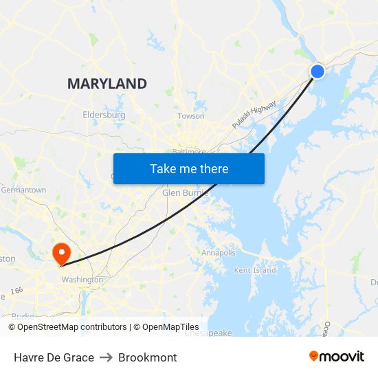 Havre De Grace to Brookmont map