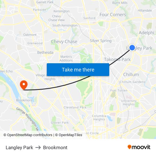 Langley Park to Brookmont map