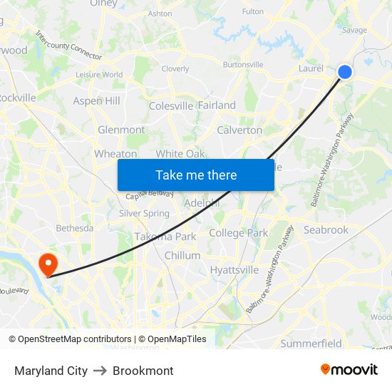 Maryland City to Brookmont map