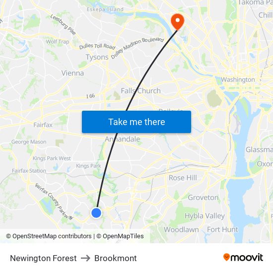 Newington Forest to Brookmont map