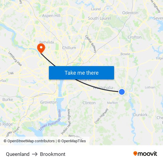 Queenland to Brookmont map